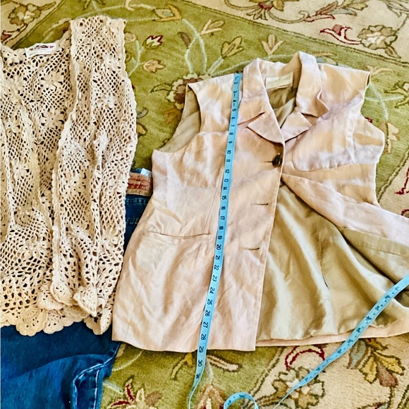 ⚜️ NEUTRAL Khaki LINEN Versatile VEST SZ 12 - Picture 3 of 16